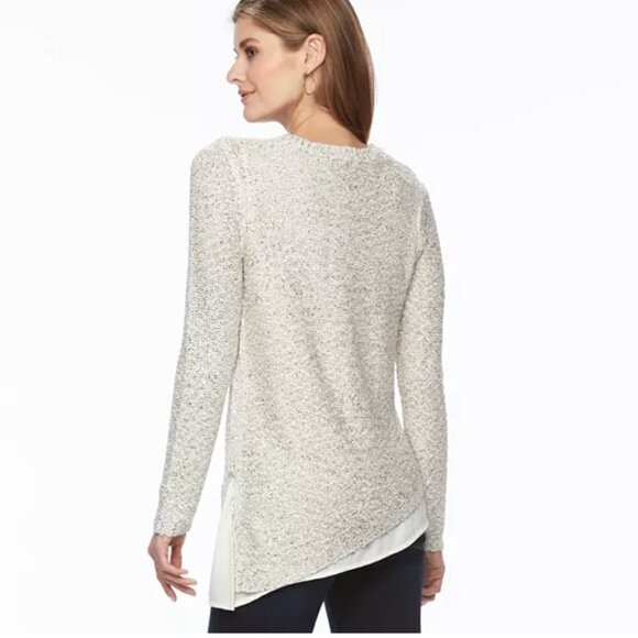 Apt. 9 Asymmetrical Crewneck Sequin Sweater Black Gray - Picture 14 of 14